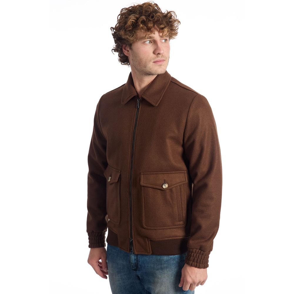 Brown Wool Men Jacket