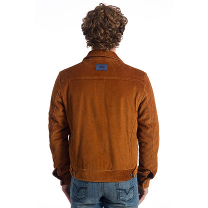 Brown Cotton Men Jacket