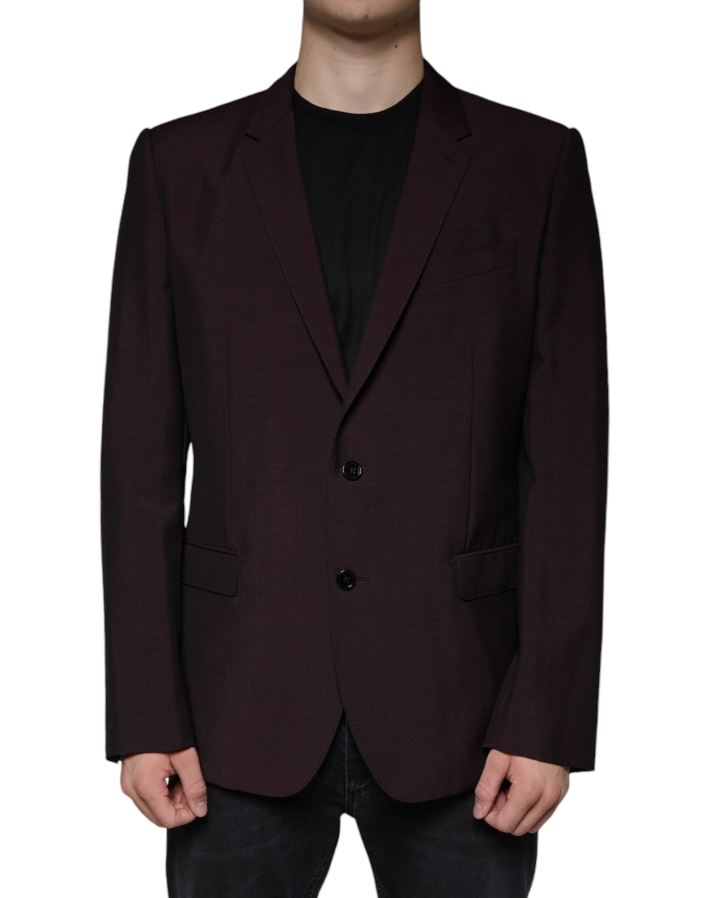 Bordeaux Wool Single Breasted Dress Blazer