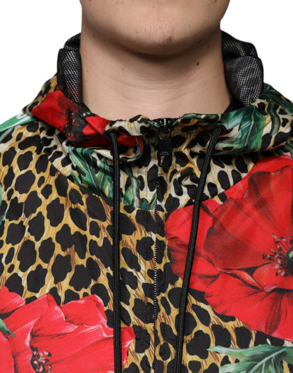 Multicolor Leopard Floral Hooded Jacket