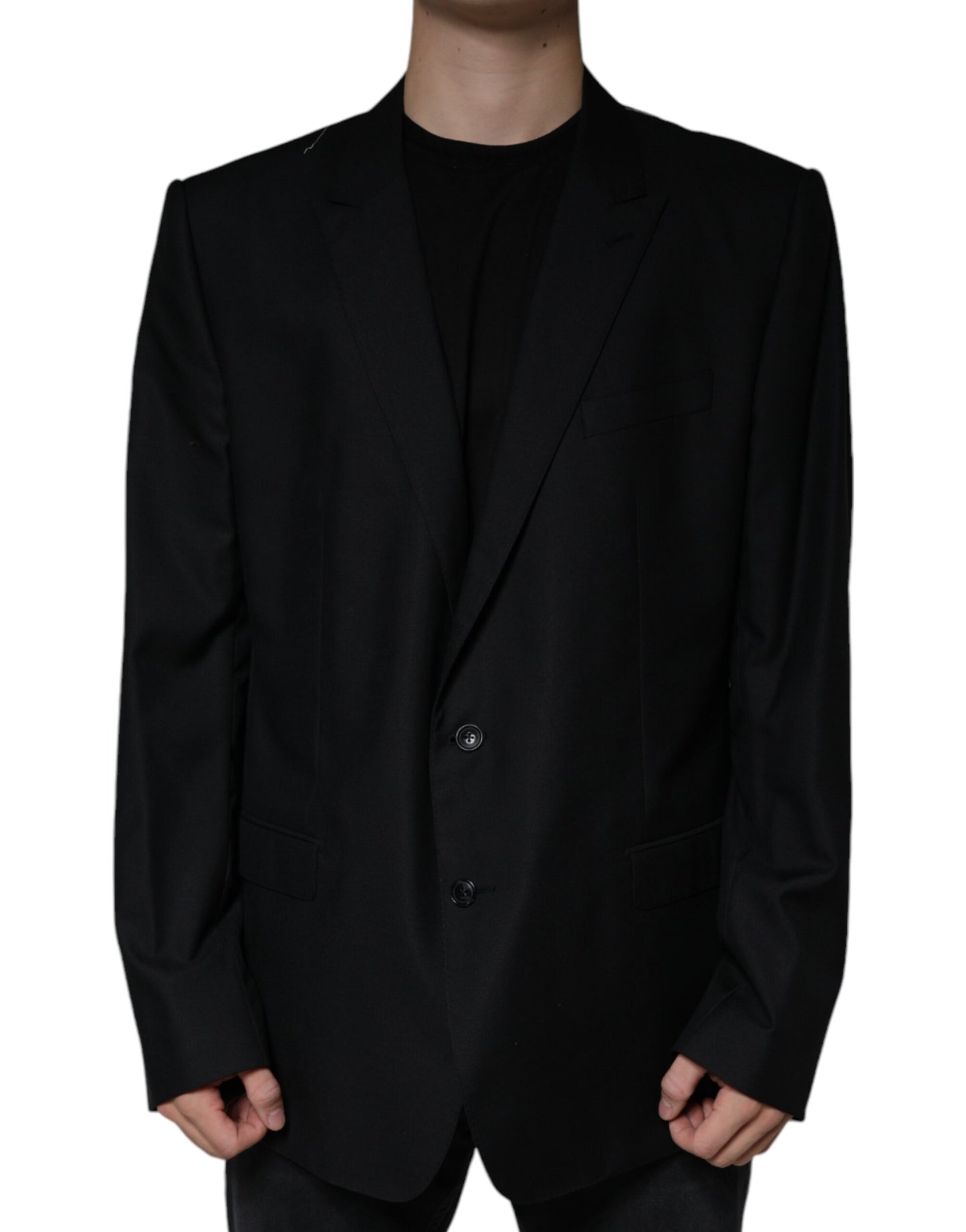 Black Wool Single Breasted Men Coat Blazer