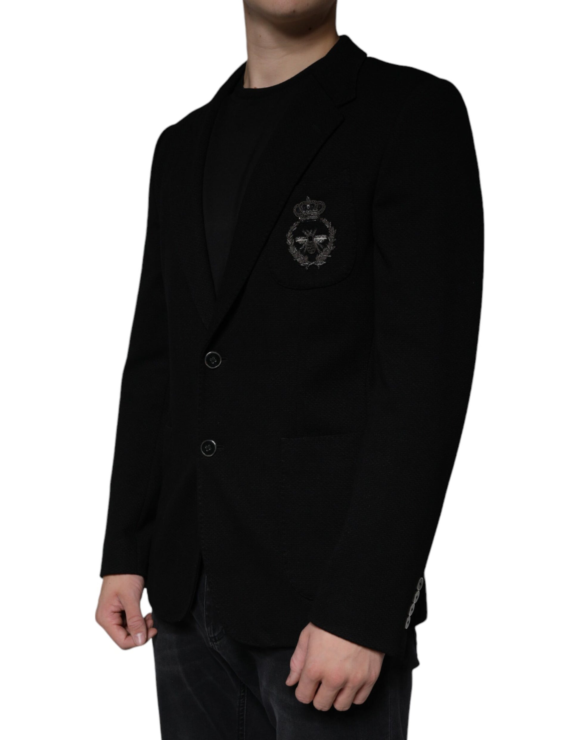 Black Crown Bee Single Breasted Coat Blazer