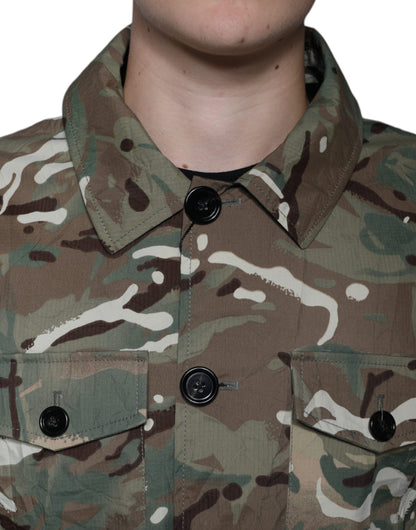 Multicolor Camouflage Collared Coat Jacket