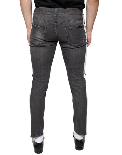 Black Tattered Cotton Skinny Men Denim Jeans