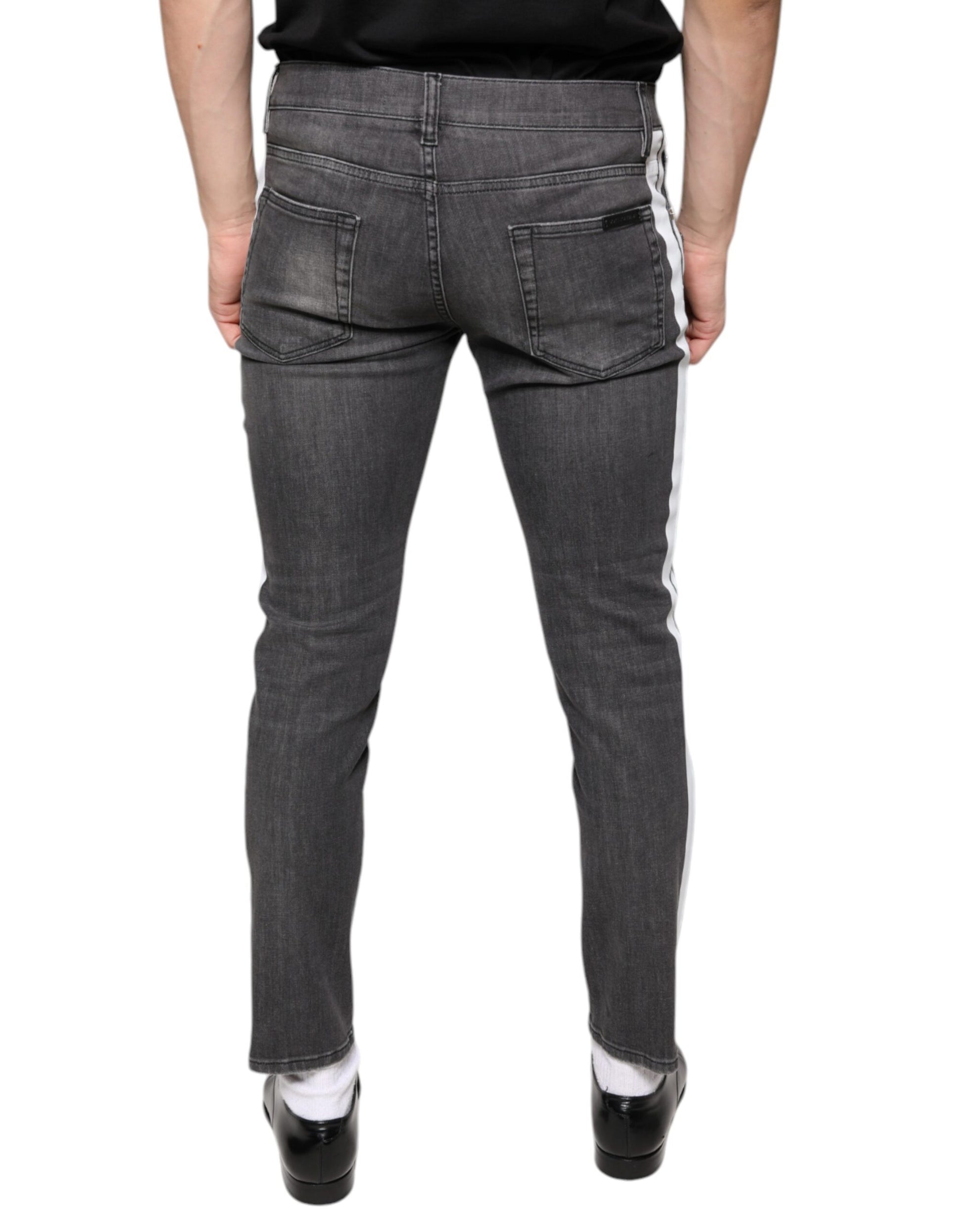 Black Tattered Cotton Skinny Men Denim Jeans