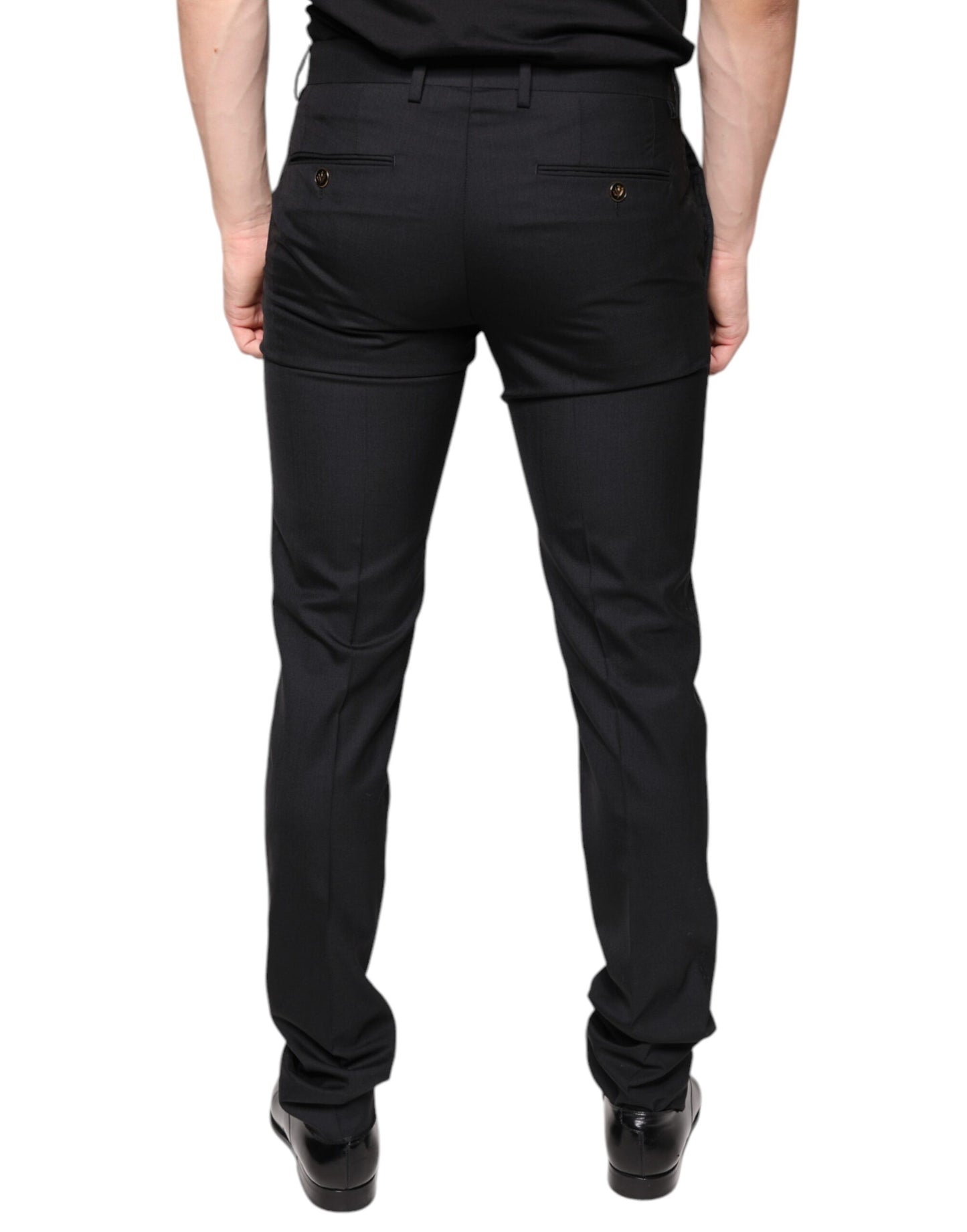 Black Wool Skinny Men Dress Pants