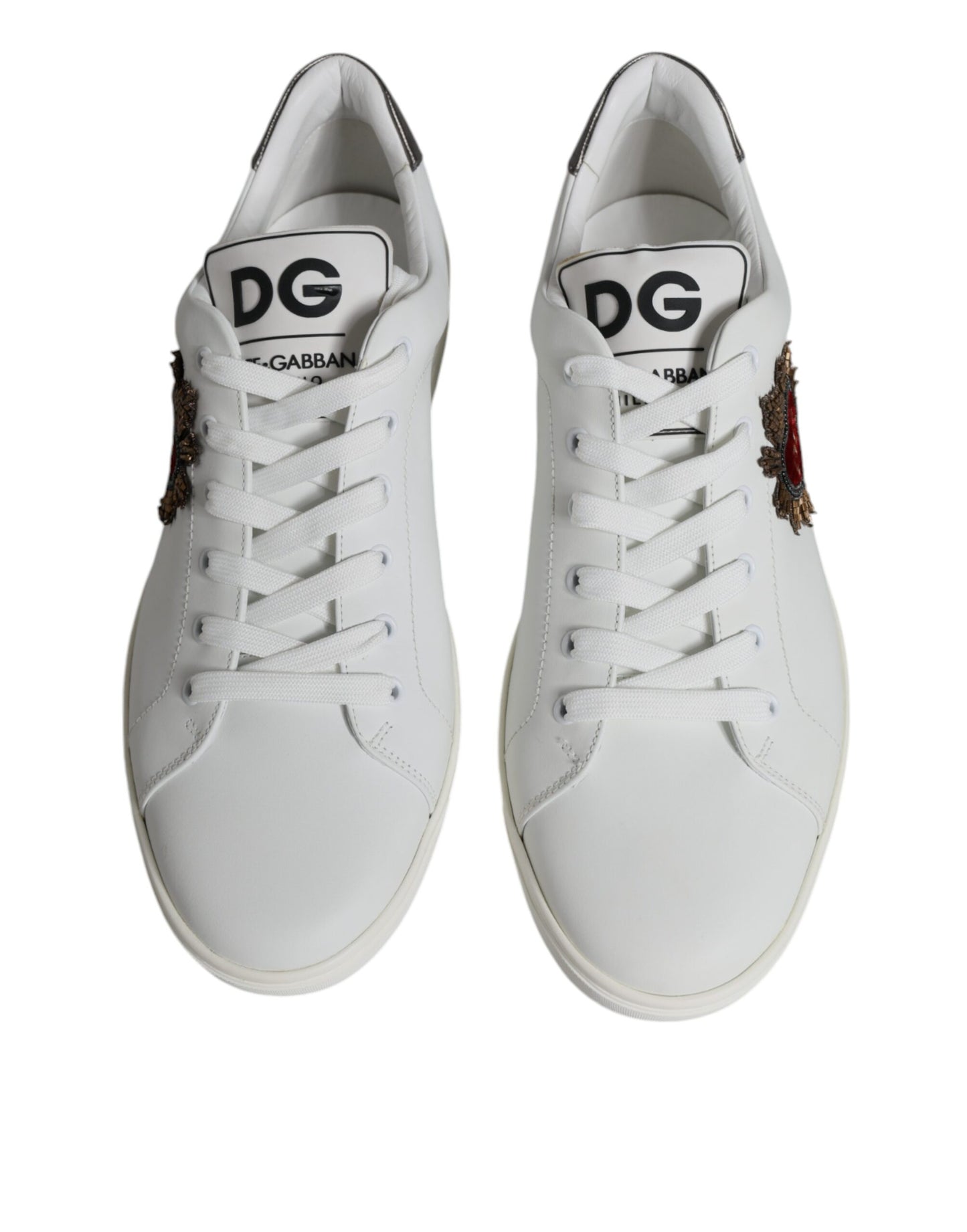 White Silver Sacred Heart Men Sneakers Shoes