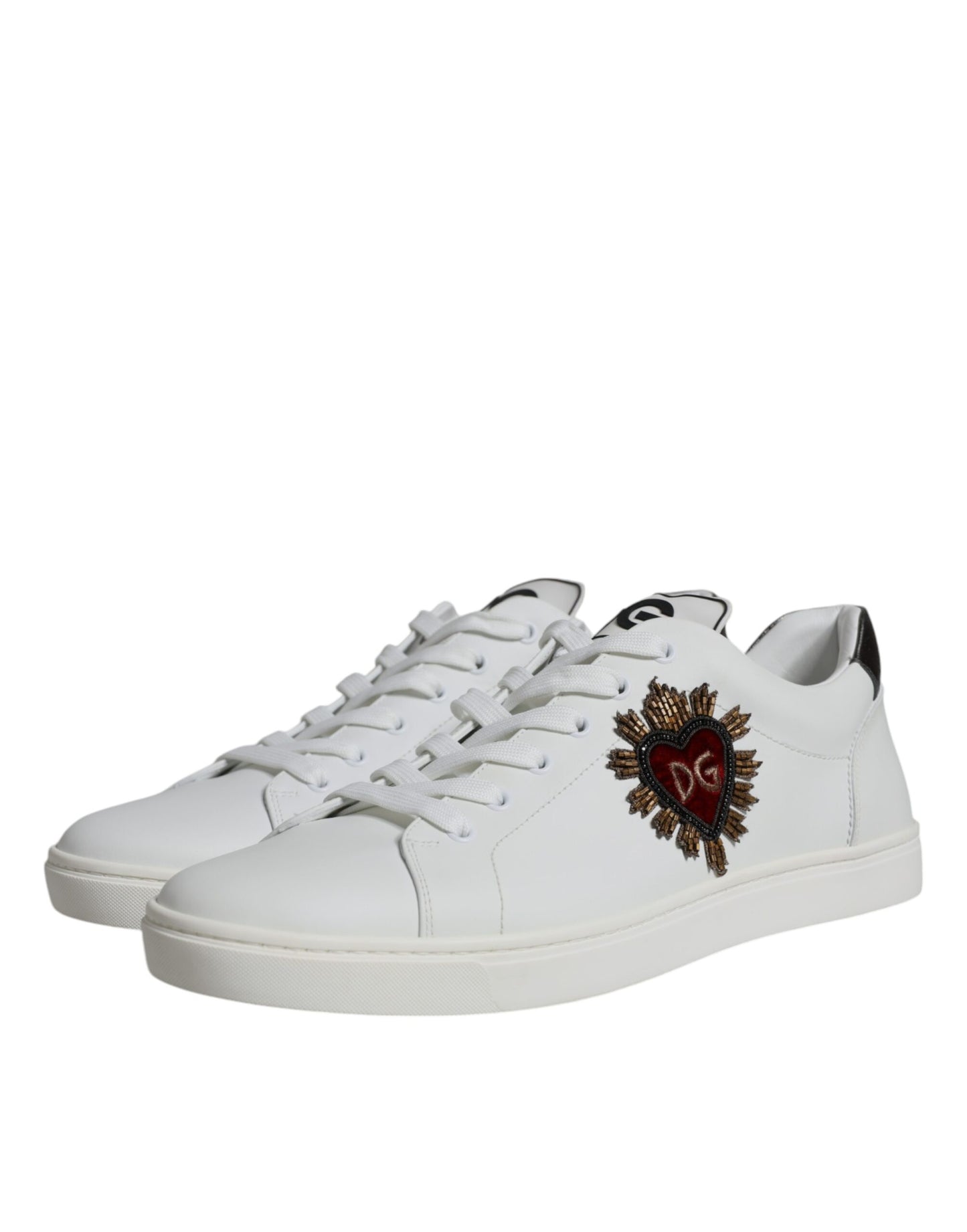 White Silver Sacred Heart Men Sneakers Shoes