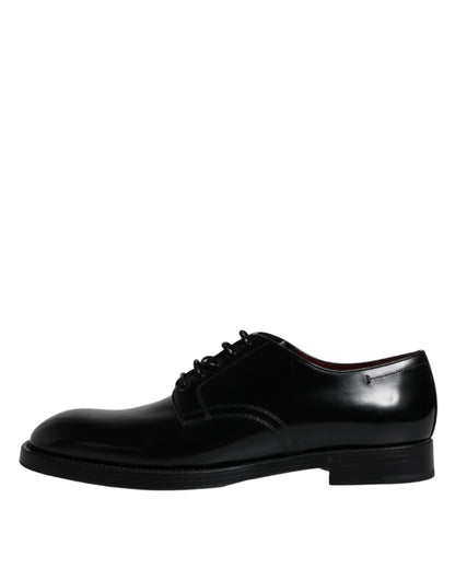 Black Leather Lace Up Men Derby Formal Shoes