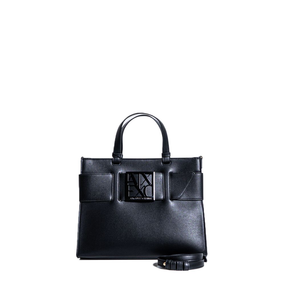 Black Synthetic Leather Handbag