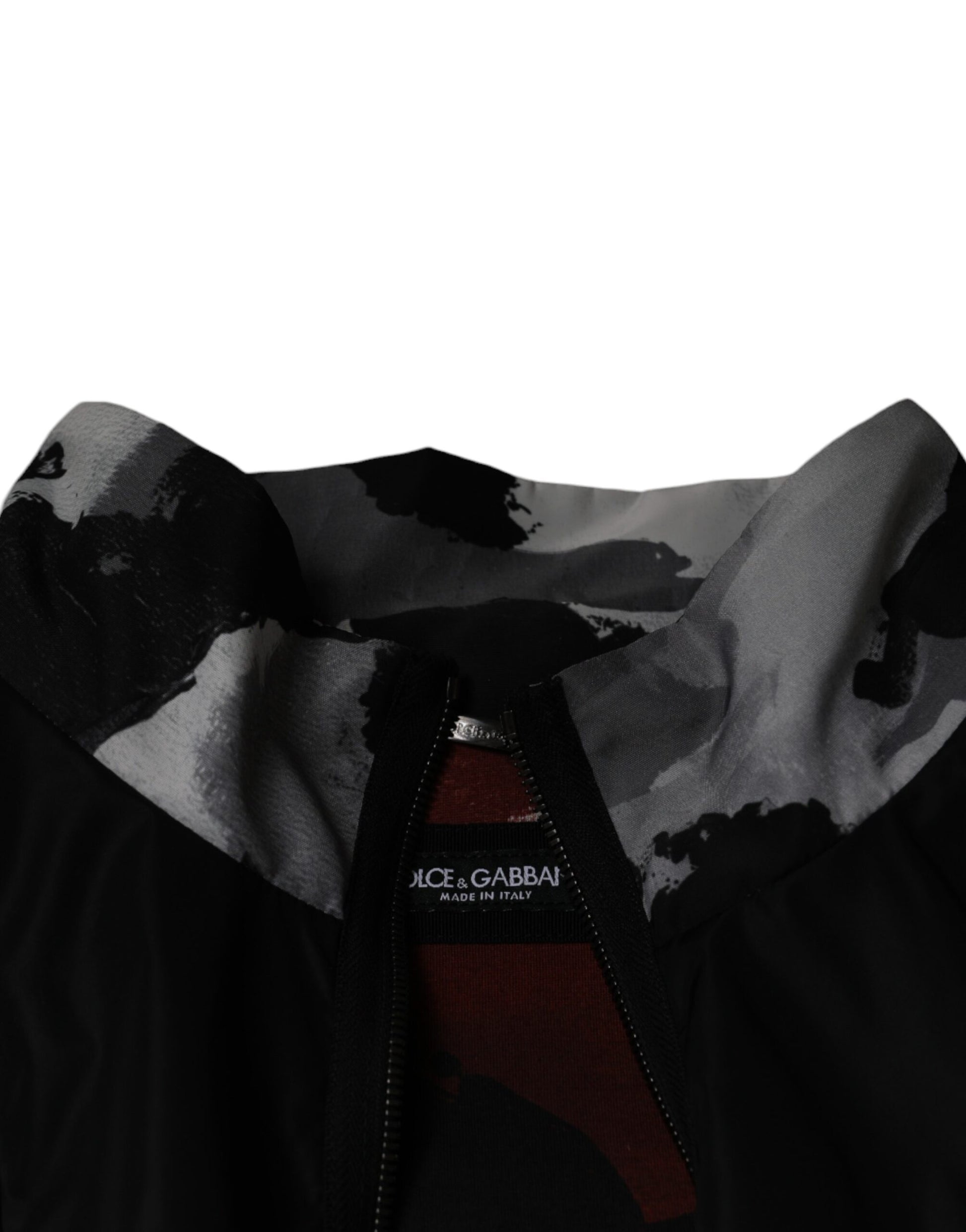 Black Nylon Full Zip Men Bomber Jacket