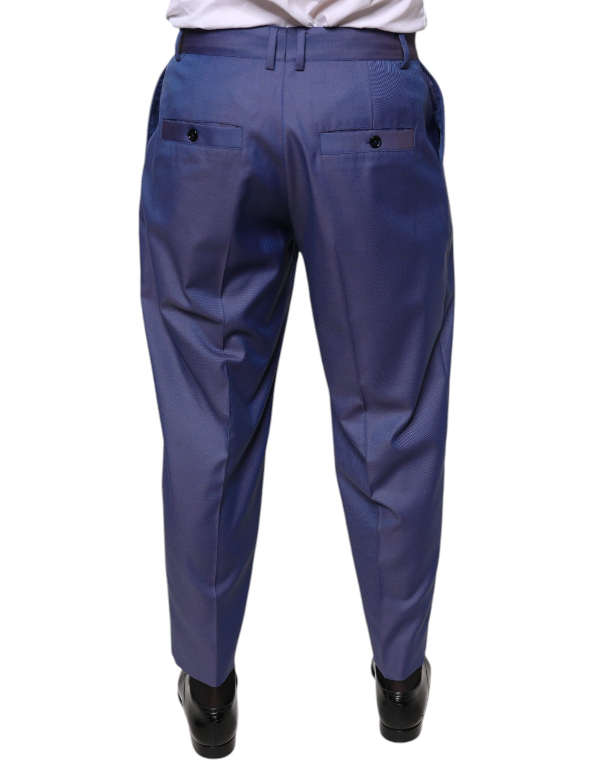 Blue Wool Tapered Formal Dress Pants