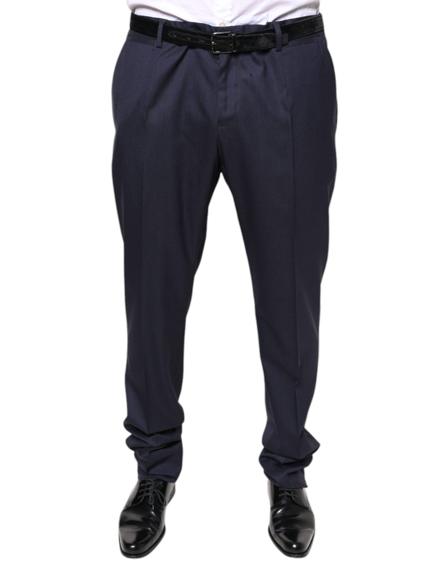 Blue Wool Skinny Formal Dress Pants