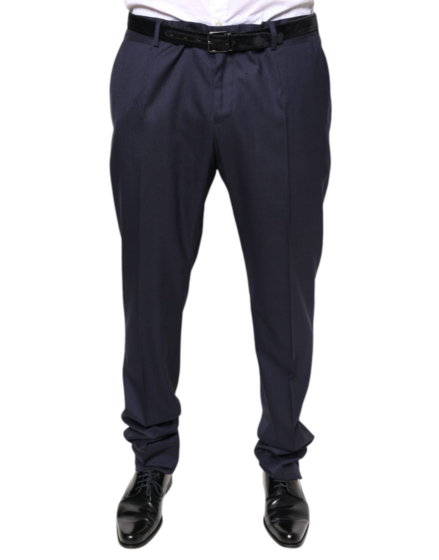 Blue Wool Skinny Formal Dress Pants