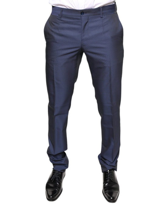 Blue Polyester Formal Tuxedo Pants