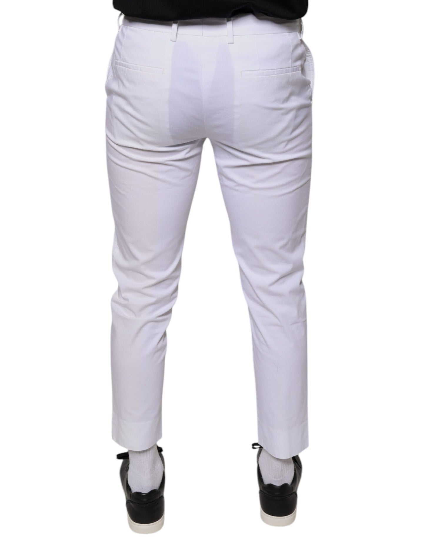 White Cotton Skinny Dress Pants