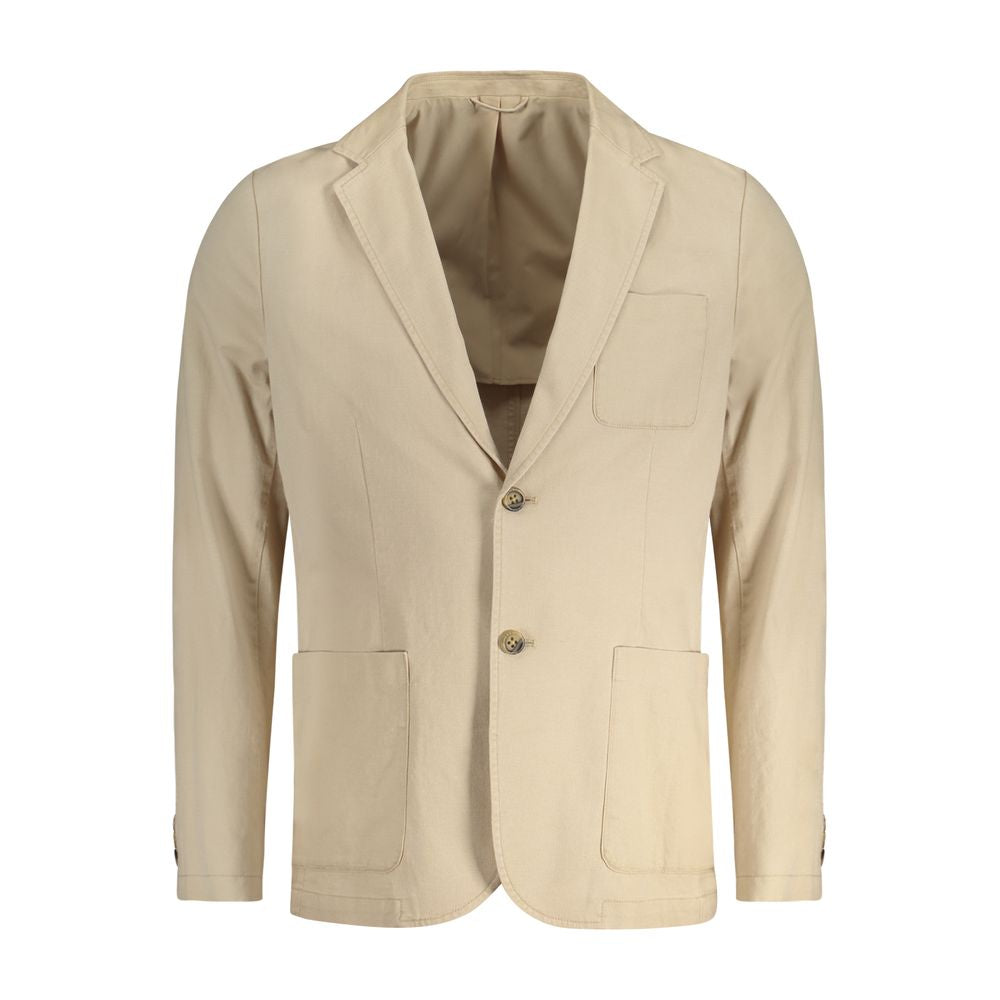 Beige Cotton Men Jacket