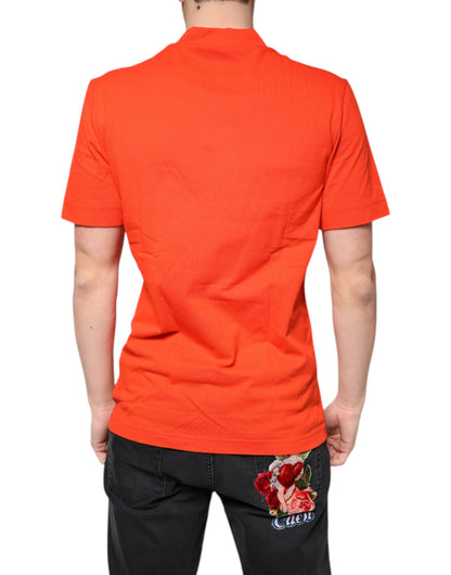 Orange Cotton Button Down Casual Polo Shirt