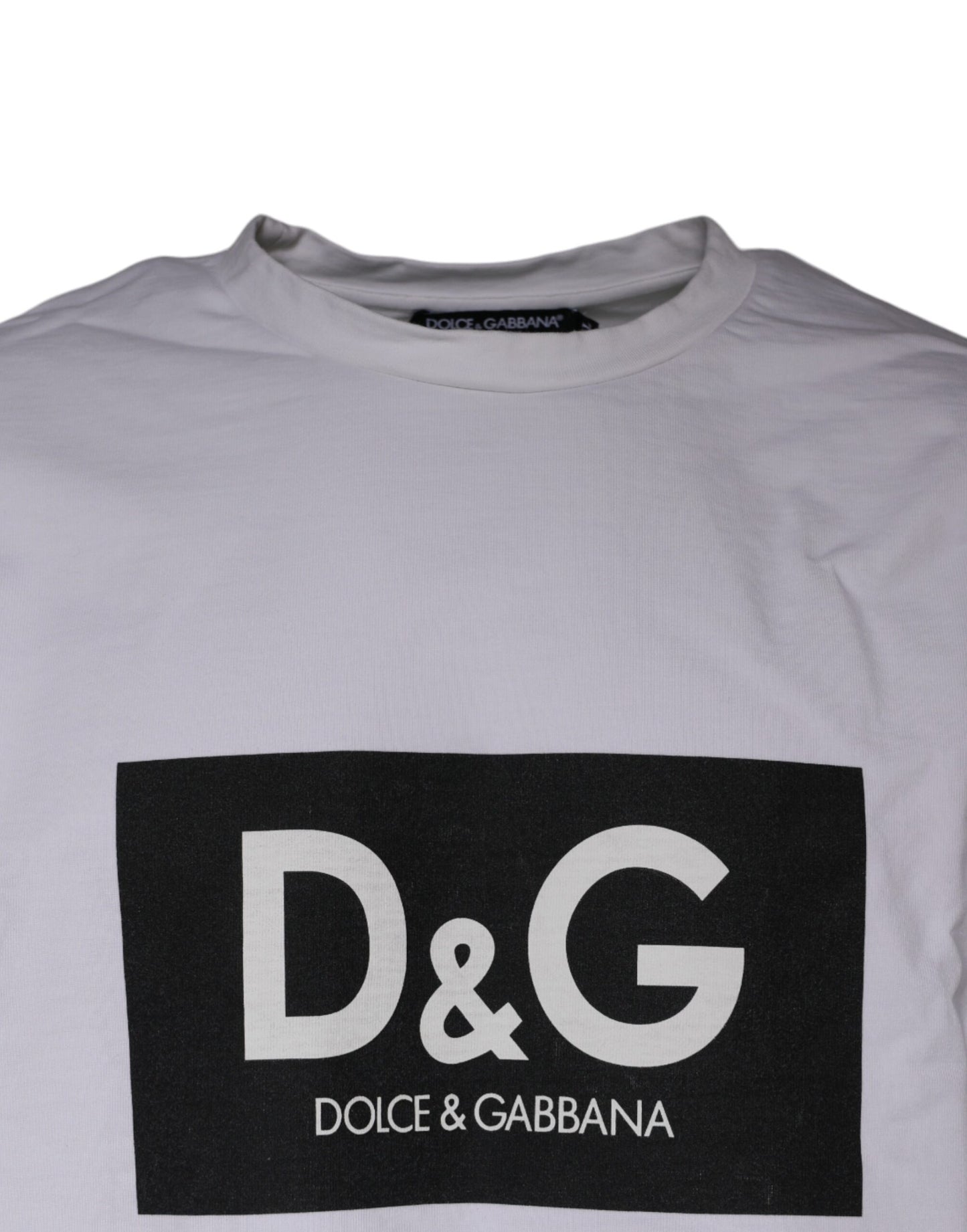 White Logo Print Cotton Crew Neck T-shirt