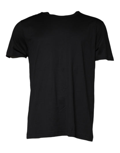 Black Cotton Shorts Sleeves Crewneck T-shirt