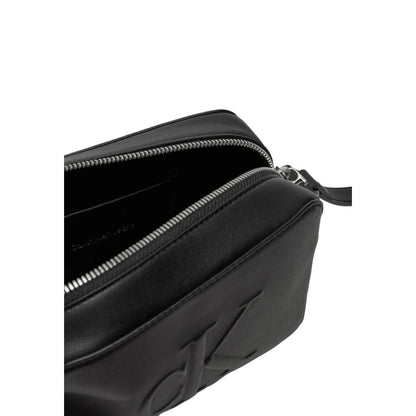 Black Synthetic Leather Handbag