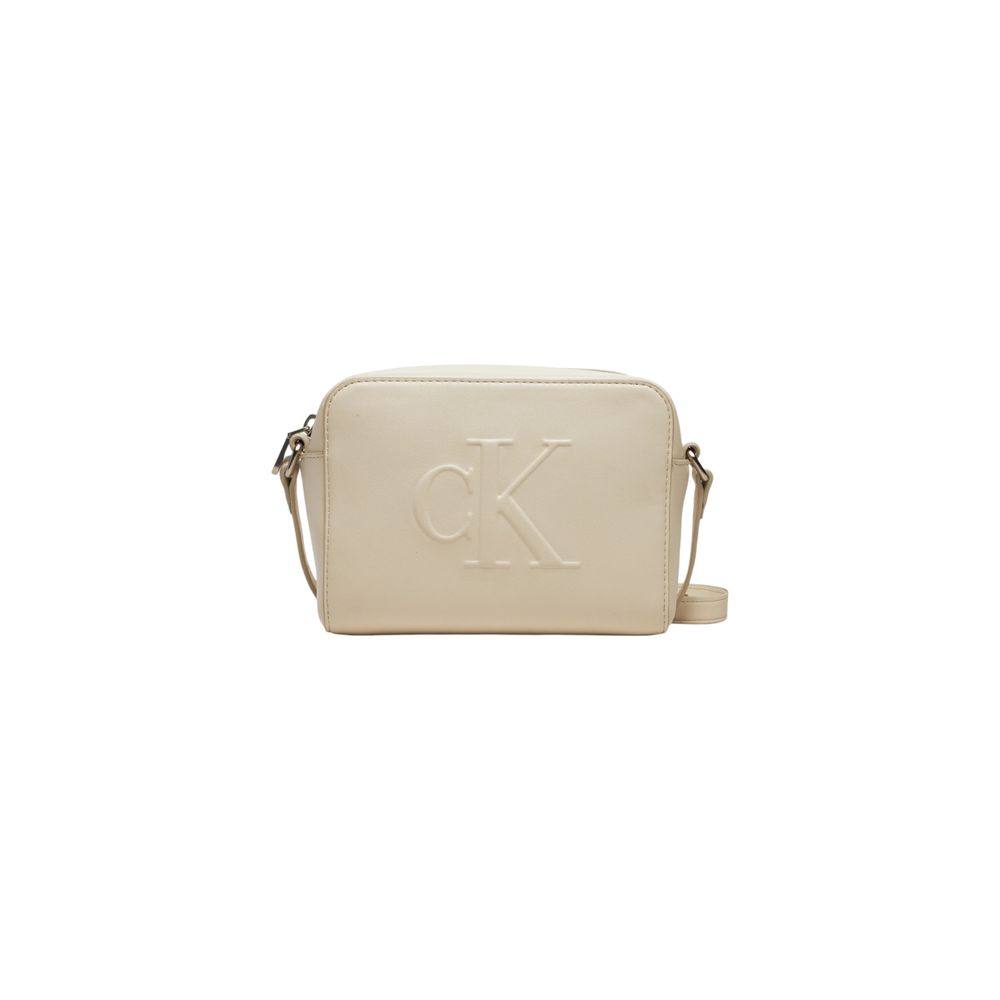 Cream Synthetic Leather Handbag