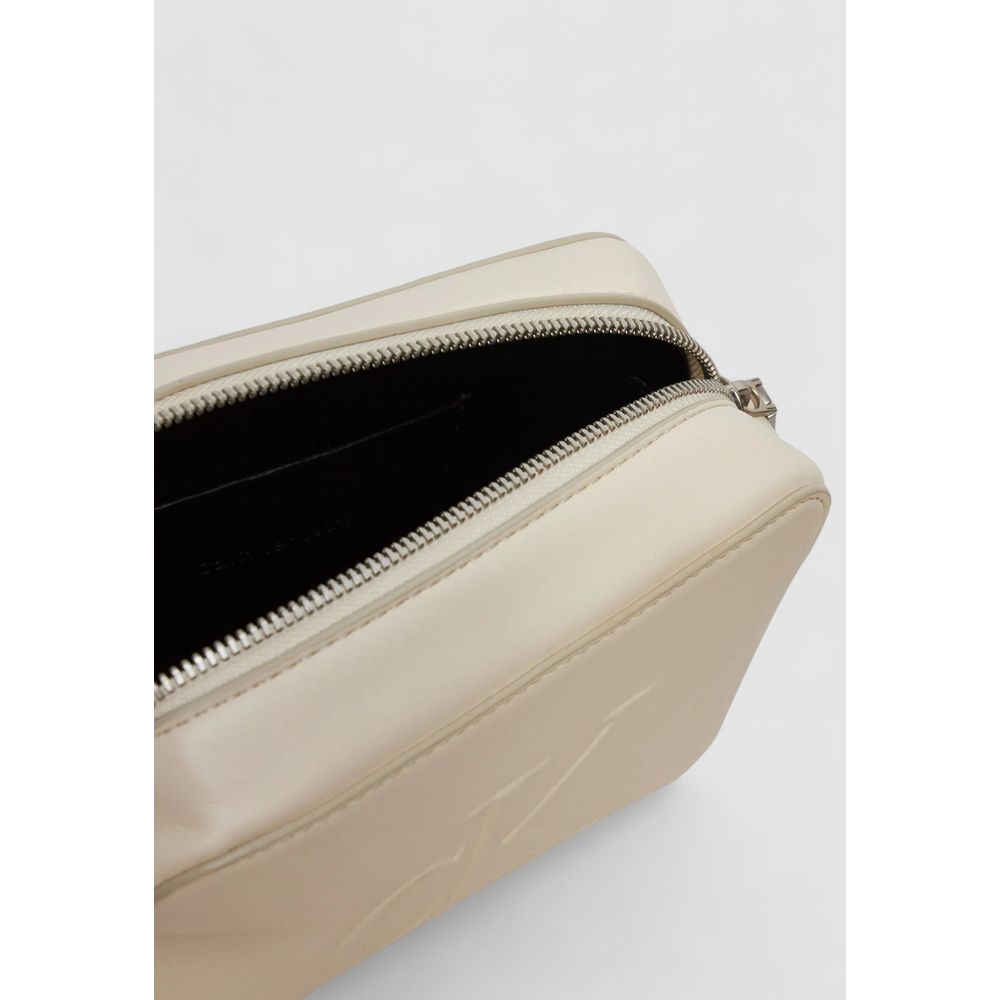 Cream Synthetic Leather Handbag