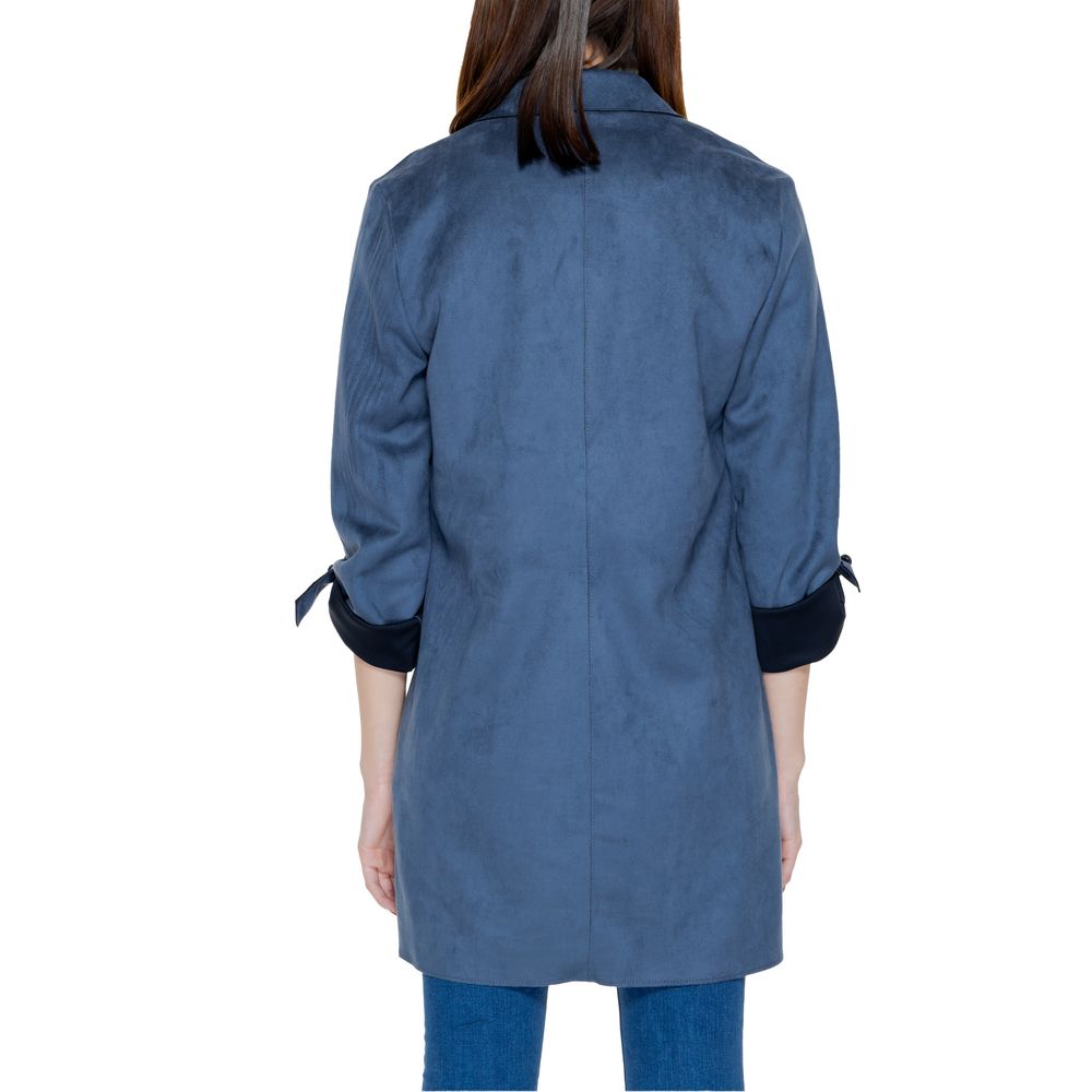 Blue Polyester Jackets & Coat