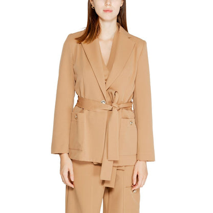 Beige Polyester Suits & Blazer