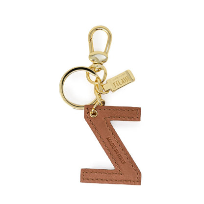 Beige Leather Keychain