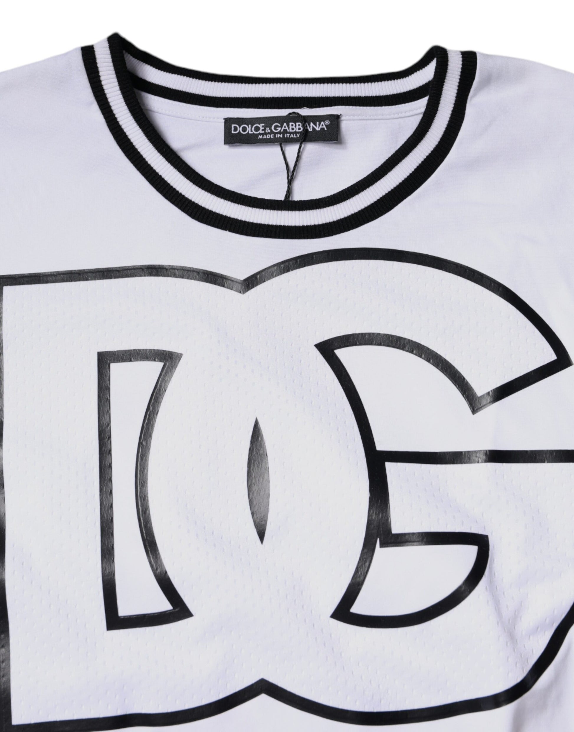 White Logo Print Crew Neck T-shirt