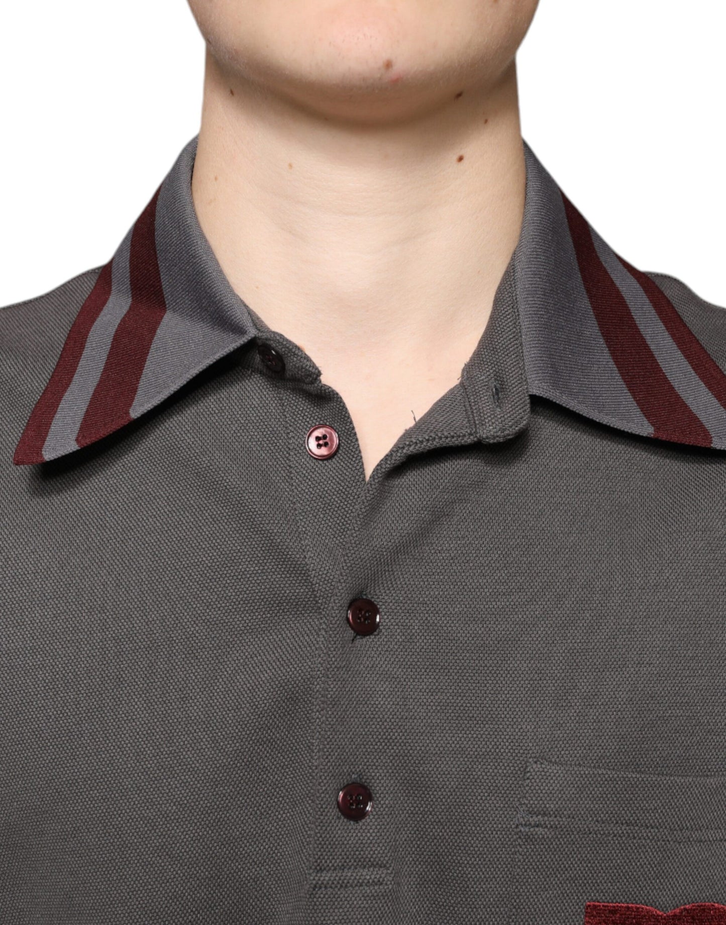 Gray DG Embroidery Collared Men Polo T-shirt