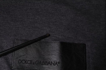 Gray Logo Patch Cotton Crew Neck T-shirt