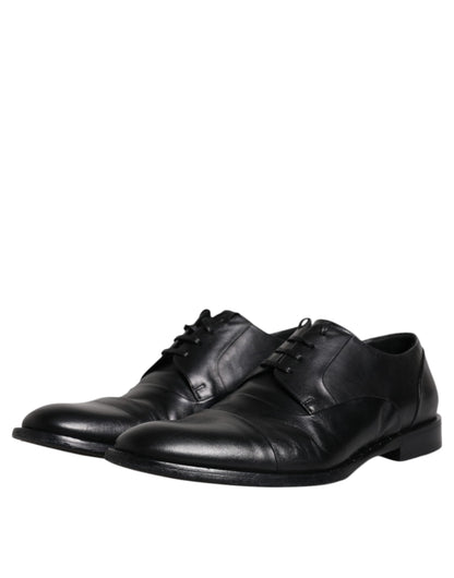 Black Leather Lace Up Men Derby Formal Shoes