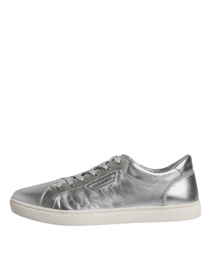 Silver London Low Top Leather Sneakers Shoes