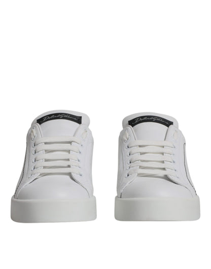 White Silver Leather Low Top Men Sneakers Shoes