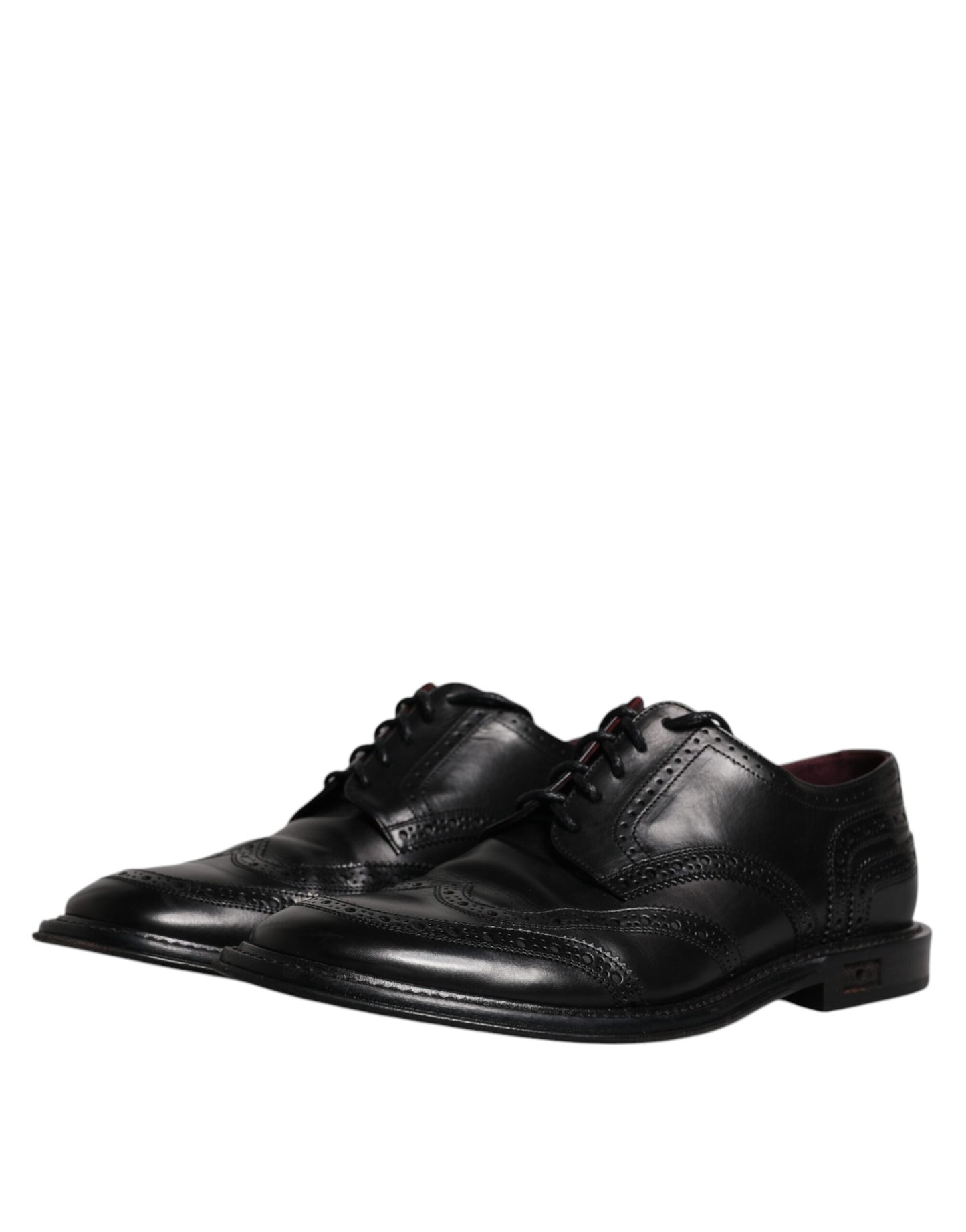 Black Leather Derby Wingtip Formal Shoes