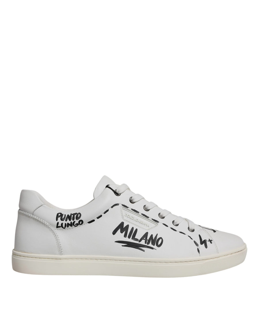 White Leather Milano Low Top Sneakers Shoes