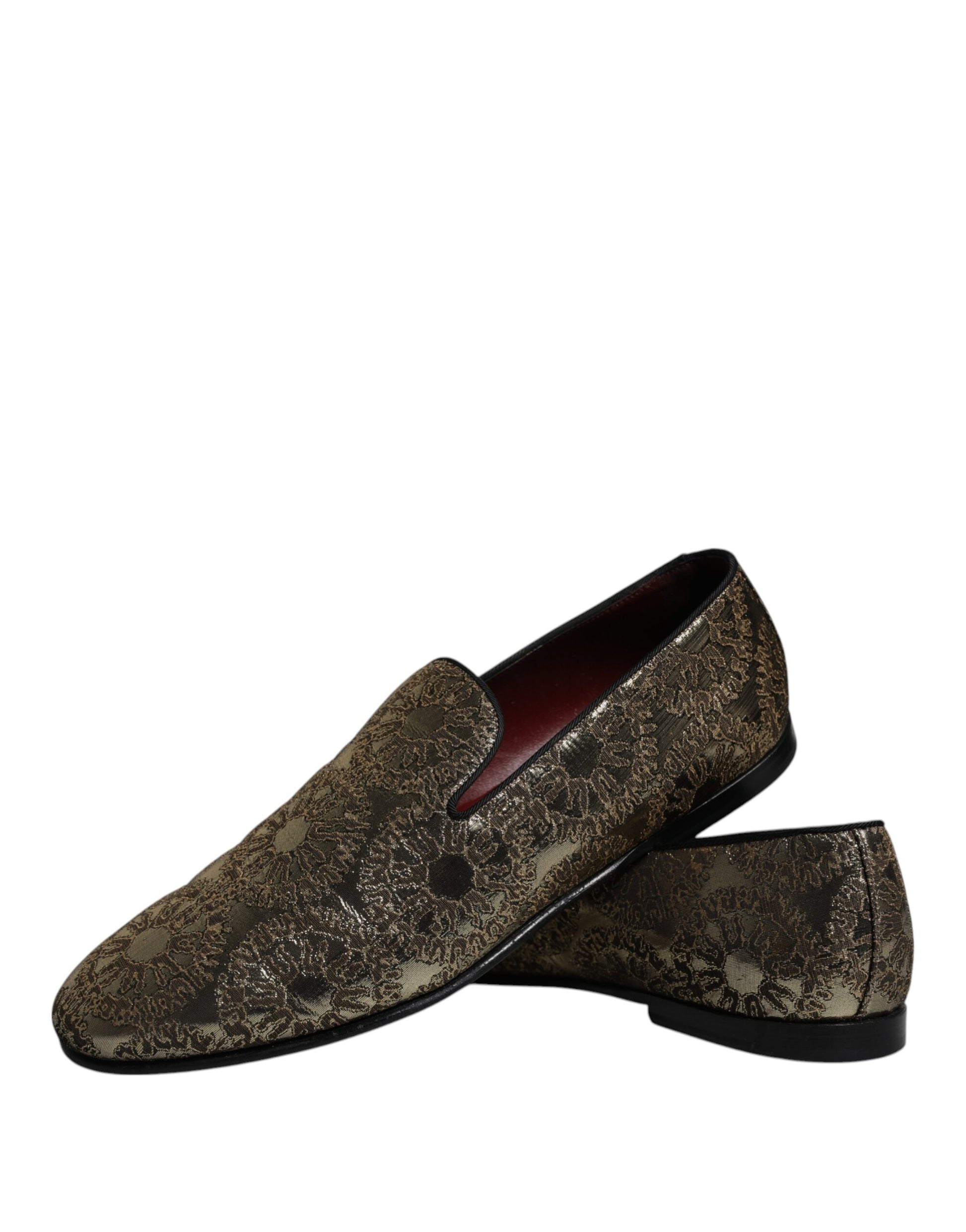 Gold Jacquard Flats Men Loafers Dress Shoes