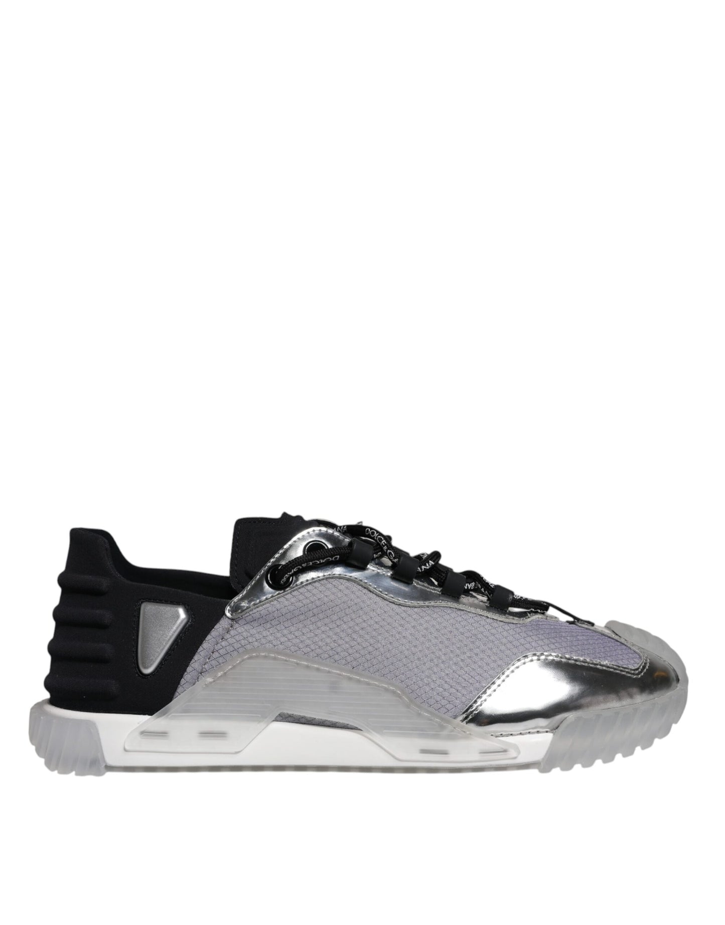 Silver Black Nylon NS1 Low Top Sneakers Shoes