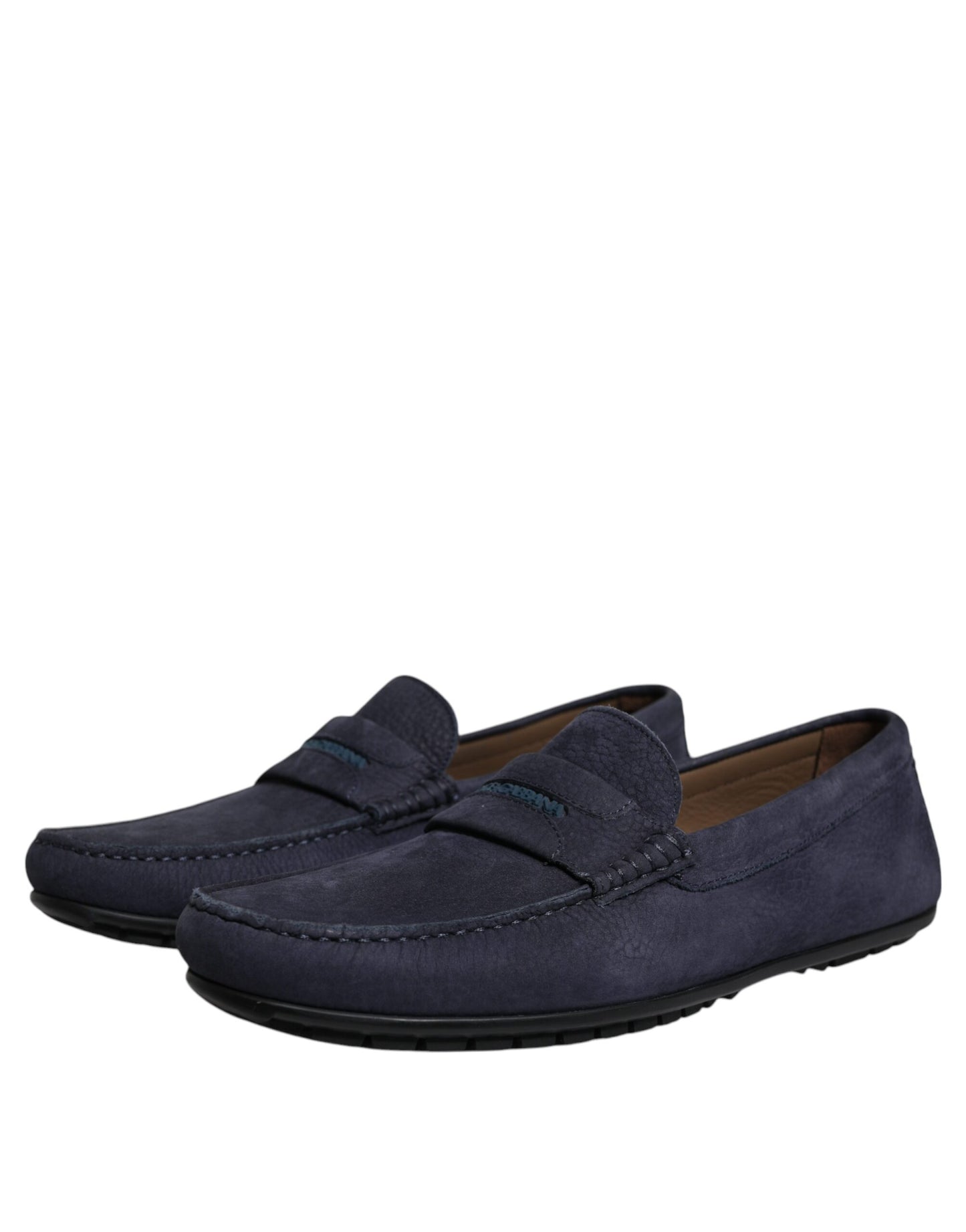 Blue Calf Leather Slip On Men Moccasin Shoes