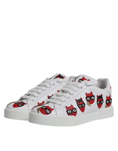 White Devil Face Portofino Sneakers Shoes