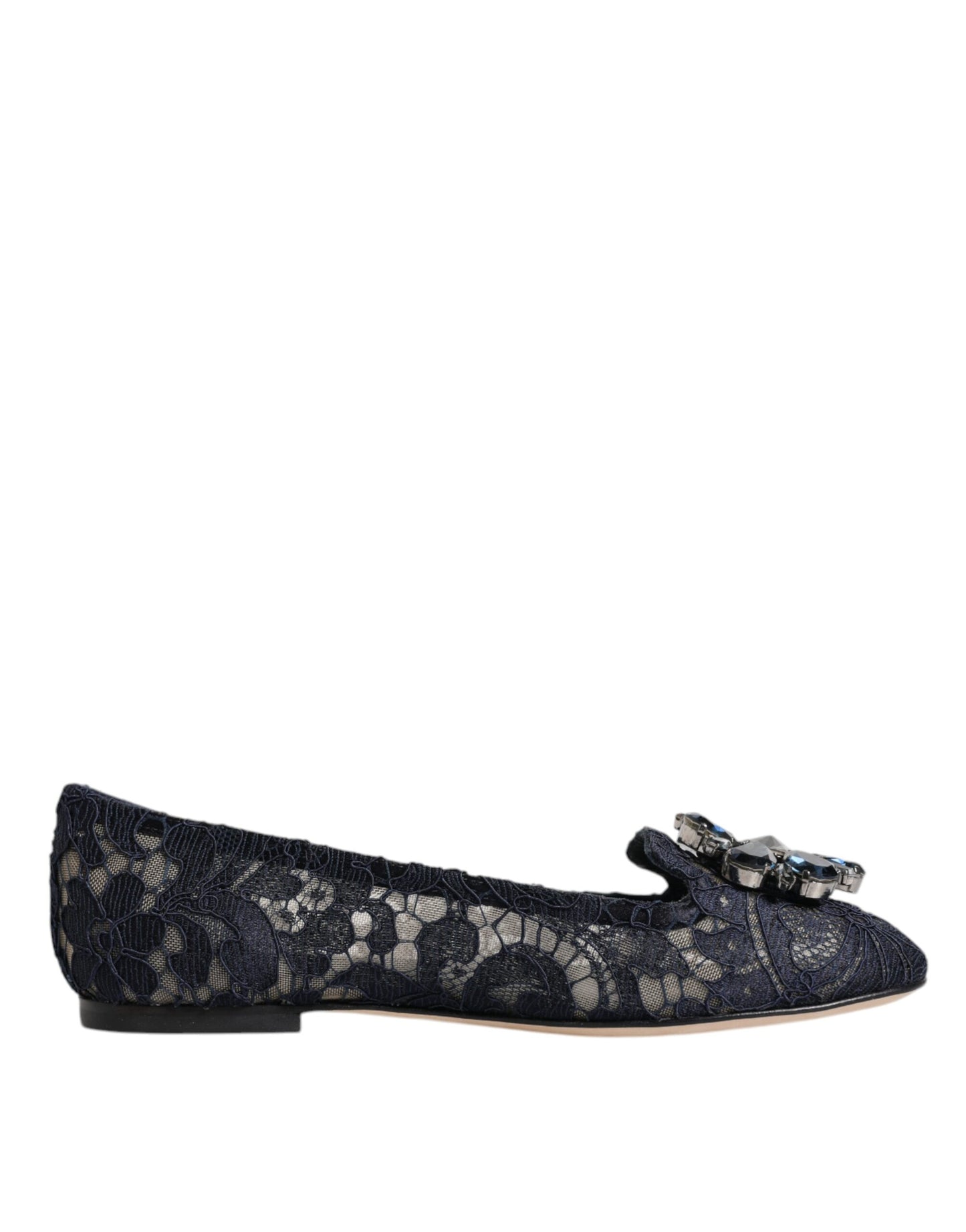 Blue Taormina Lace Crystals Flats Shoes