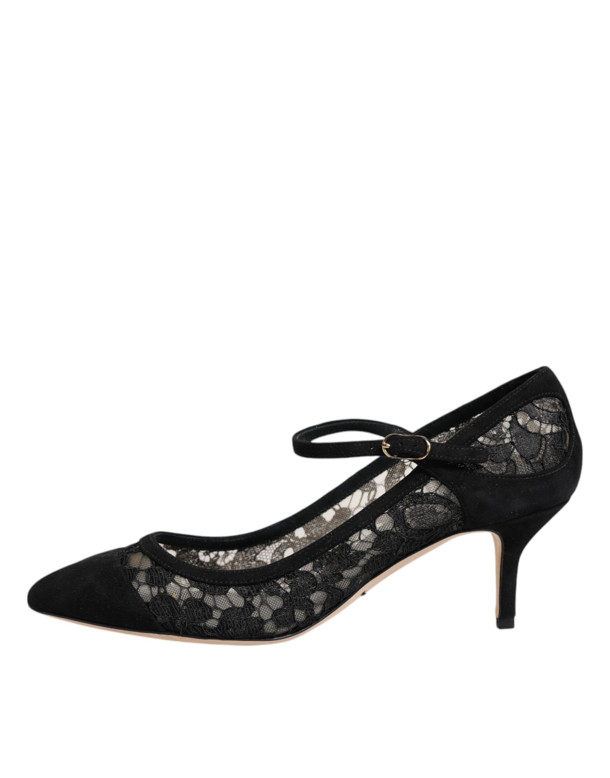 Black Mary Jane Taormina Lace Pumps Shoes