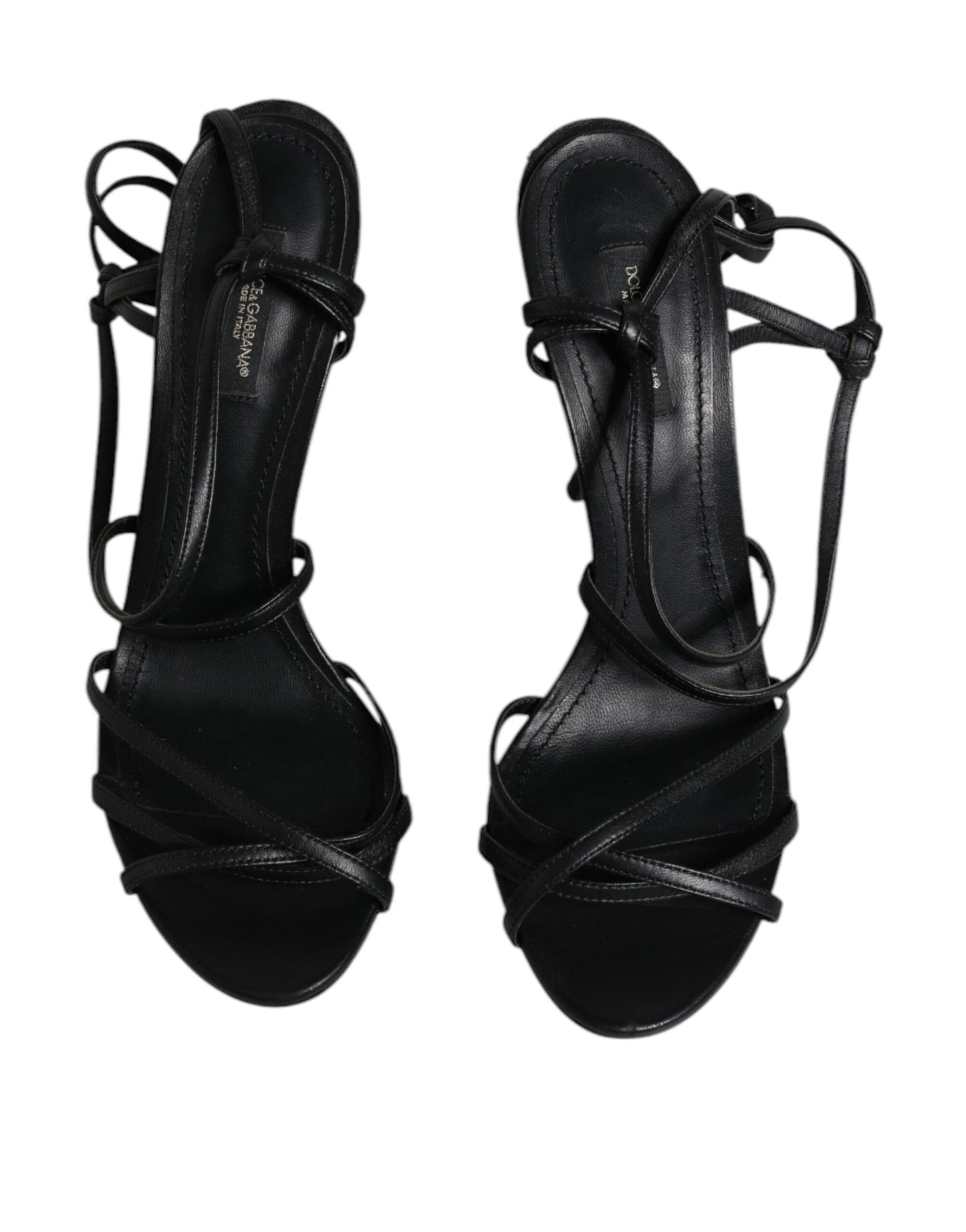 Black Leather High Heels Keira Sandals Shoes