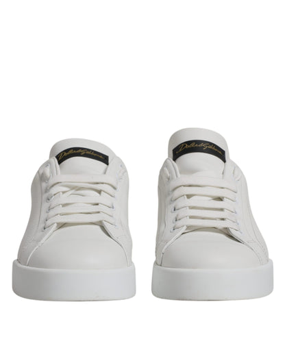 White Leather Classic Low Top Sneakers Shoes