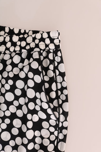 Elegant Polka Dot Silk High-Waist Pants