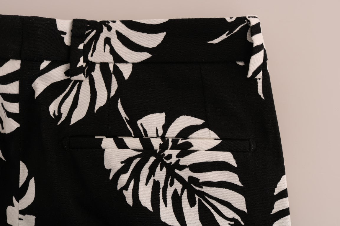 Slim Fit Leaf Print Ankle Pants