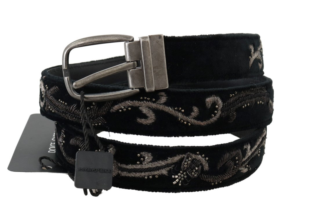 Elegant Black Cotton-Leather Men's Belt