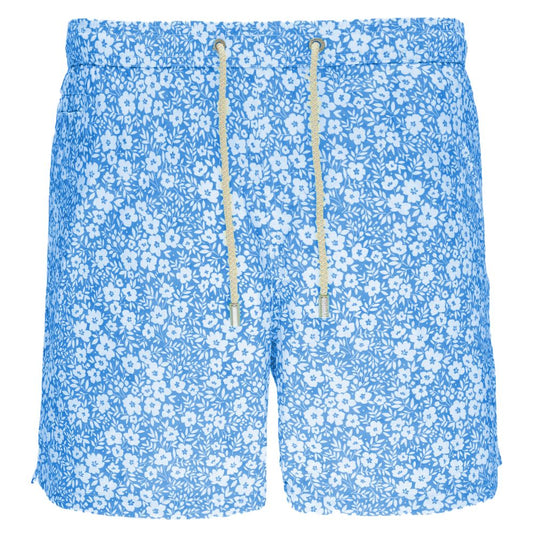 Light Blue Polyester Men Swim Trunks